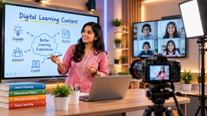Digital learning content created by a teacher in an EduTech studio