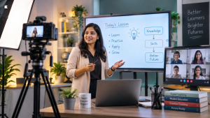 Video-based learning in a modern Edu Tech studio